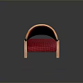 Stylish Single Chair with Wooden Frame and Red Cushioned Seat and Backrest