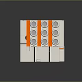 Industrial Machine With Multiple White Circular Rollers Orange Brackets And Black Platform