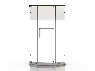 Corner Glass Steam Shower Enclosure With Metal Frame And Handle 3d model