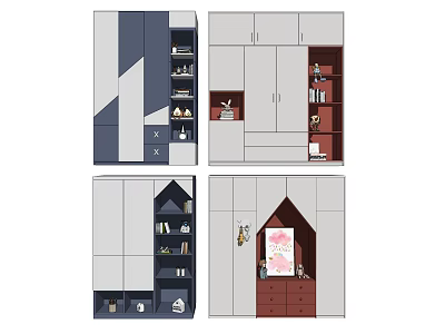 Modern Wardrobe Interior Designs With Storage Shelves Drawers And Decorative Storage Compartments 3d model