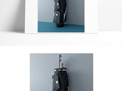 Black Golf Bag Featuring Modern Design Stand Multiple Compartments And Accents 3d model