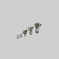 Decorative Ornament Set With Various Sizes Vases And Olive Plants In White Natural Tones