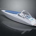 Modern White Yacht With Blue Seats Open Cockpit And Sleek Exterior Design