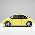 Stylish Yellow Volkswagen Beetle Car With Black Windows And Silver Wheels