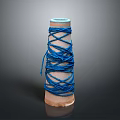 Blue Thread Wound Around Wooden Spool for Household Sewing Supplies