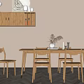 Nordic Dining Table and Chair Combination Dining Table and Chair 3d model