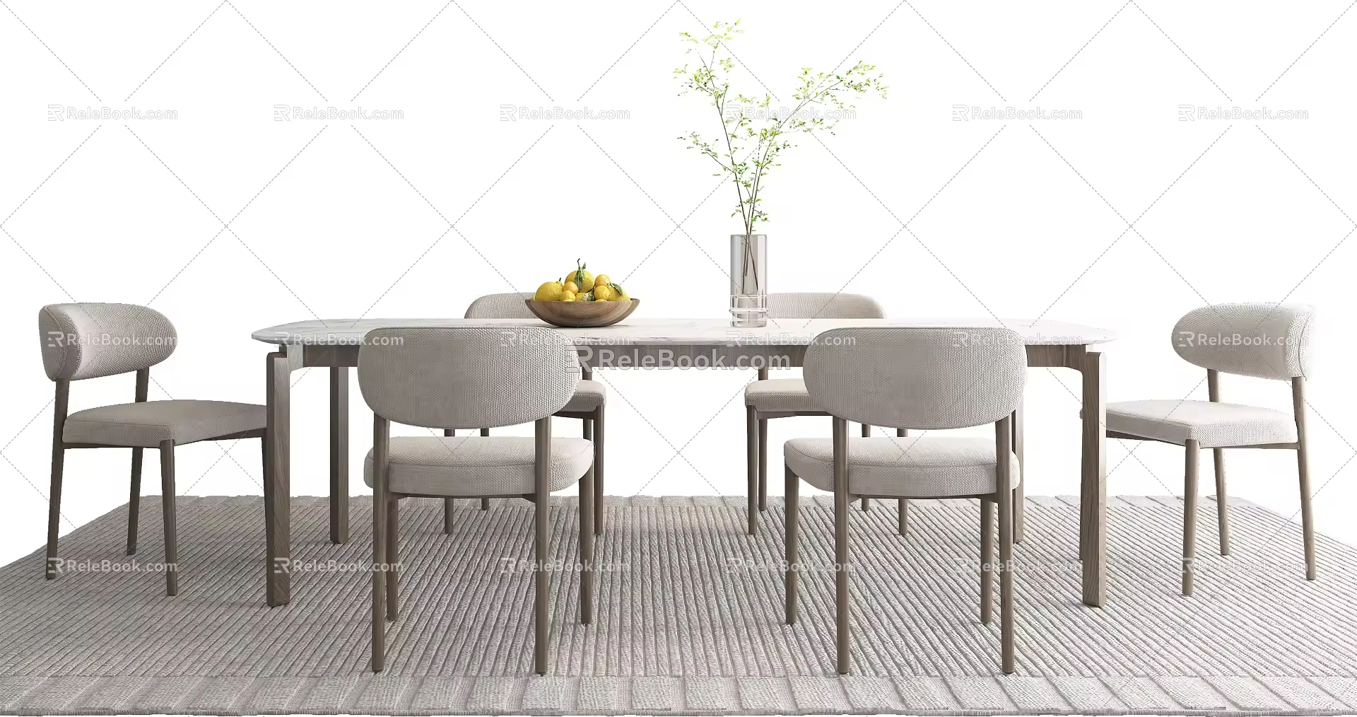 Modern Dining Table and Chair Combination Dining Table and Chair 3d model