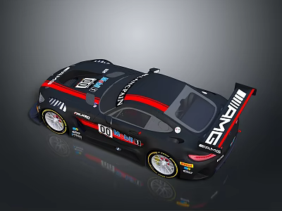 Black Racing Car With Red Stripes Emirates Logo Number 60 Aerodynamic Rear Spoiler 3d model