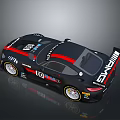 Black Racing Car With Red Stripes Emirates Logo Number 60 Aerodynamic Rear Spoiler