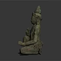 Ancient Bronze Buddha Statue In Seated Posture With Ornate Details And Hand Gestures