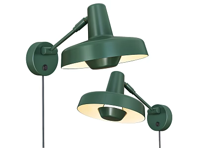 Green Adjustable Arm Wall Lamps With Modern Design And Illuminated Round Shade 3d model