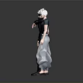 Two White Haired Male Characters In Different Outfits Standing Together 3D Render 3d model