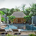 Luxury Boutique Villa Featuring Thatched Roof Swimming Pool And Tropical Garden View