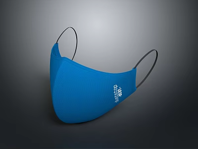 Industrial Blue Protective Mask With BFE 95% Filtration Efficiency And Ear Loops 3d model