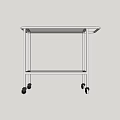 Modern Side Table with Two Tiers Transparent Top and Rolling Wheels