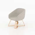 Modern Light Gray Leisure Chair With Perforated Texture And Wooden Cross Base