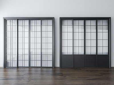 Modern sliding door Changhong glass sliding door 3d model