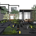 Traditional Chinese Courtyard Garden Design With Circular Archway Stone Pavement And Water Feature