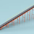 Industrial Conveyor Belt Equipment With Orange Support Frames Yellow Guardrails And Black Surface