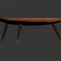 Stylish Triangular Wooden Coffee Table With Natural Grain Texture And Three Legs