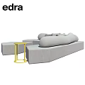 Modern Gray Curved Sofa With Yellow Side Table And Modular Seating Cushions