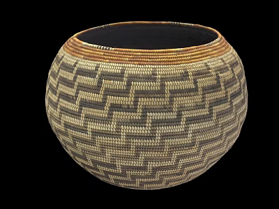 Woven Storage Basket with Geometric Pattern in Neutral Tones for Home Decor 3d model
