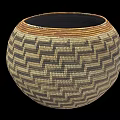 Woven Storage Basket with Geometric Pattern in Neutral Tones for Home Decor