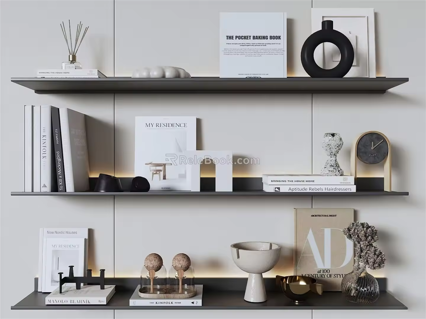 Modern Bookshelf Luminous Board Storage Rack 3d model
