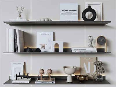 Modern Bookshelf Luminous Board Storage Rack 3d model