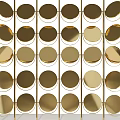 Golden Decorative Partition With Circular Elements In Grid Arrangement Design 3d model