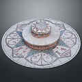 Circular Mosaic Decorative Structure With Central Pedestal And Intricate Tile Patterns 3d model