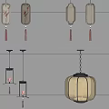 Chinese Style Pendant Lights With Lantern Shapes Fabric Shades And Tassel Decorations