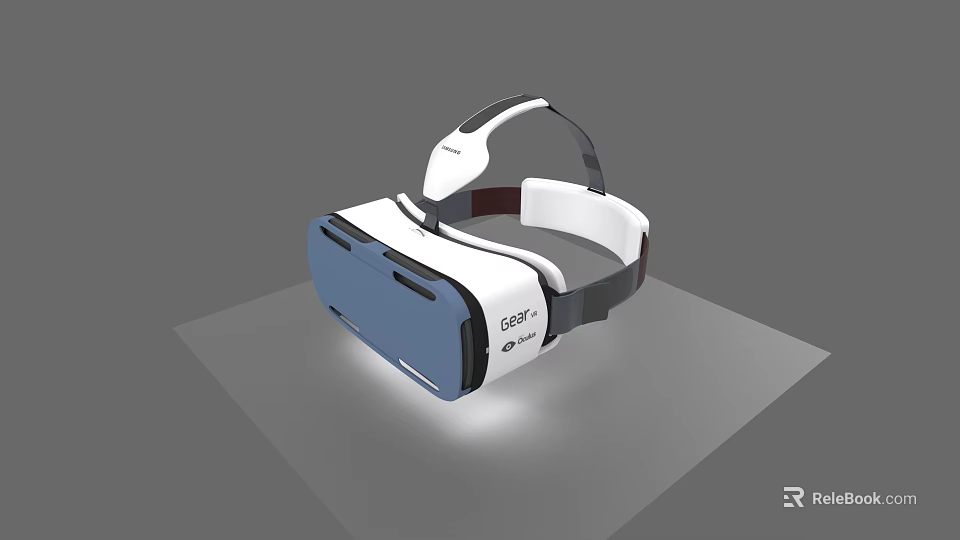 Mobile Digital VR Headset With Modern White Blue Design And Comfortable Strap 3d model 
