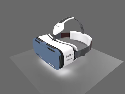 Mobile Digital VR Headset With Modern White Blue Design And Comfortable Strap 3d model