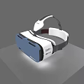Mobile Digital VR Headset With Modern White Blue Design And Comfortable Strap 3d model