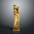 Exquisite Madonna and Child Ivory Carving Sculpture With Detailed Robes And Decorative Base