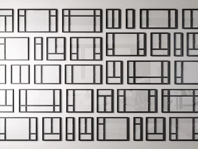 Assorted Rectangular Frames With Black Borders Arranged Neatly On White Background 3d model