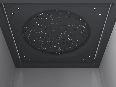 Modern Ceiling Design With Circular Starry Pattern Surrounding Frame And Recessed Lights 3d model