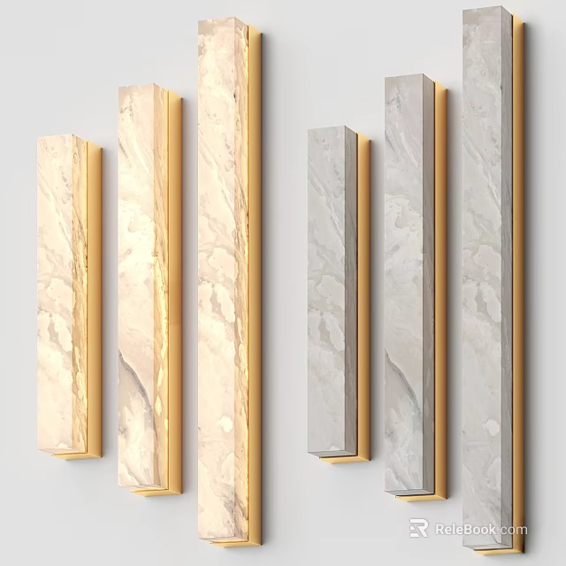 Modern Wall Lights With Marble Texture Gold Frame And Light Gray Design 3d model