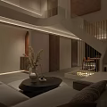 Modern Duplex Living Room Interior With Staircase Sofa And Coffee Table Decor