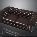 Elegant Two Seater Luxurious Brown Leather Sofa With Classic Tufted Upholstery And Decorative Stitches