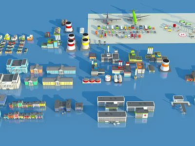 3D City Models Collection Featuring Buildings Vehicles And Infrastructure Elements 3d model