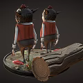Horror Twins Characters Character Freaks Men Horror Game Material Chamber of Secrets Escape PBR Material Game Characters Game Characters Gnome Anime 3d model