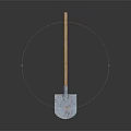Rustic Shovel With Wooden Handle And Blue Blade Isolated On Dark Background