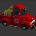 Red Vintage Truck With Wooden Crates And Grass In Cargo Bed