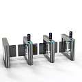 Public Facilities Access Control Turnstiles With Silver Metal And Blue Indicators 3d model