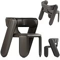Modern Leather Accent Chair with Unique Armrest Design and Stylish Frame Structure