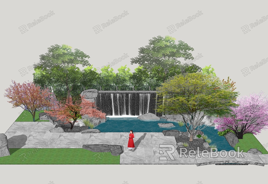 Chinese-style rockery waterscape garden rockery flowing water landscape model