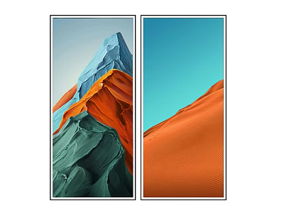 Two Panel Abstract Colorful Mountain And Desert Sand Dune Wall Art 3d model