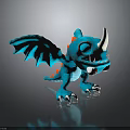 Blue Dragon Character 3D Model with Wings White Horn Red Eyes and Sharp Claws 3d model